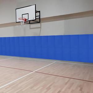 60/72 x20/24 Inch Premium Gym Wall Padding with 6 Pair Hook&Loop,Heavy Duty High Density Anti-Impact Wall Pad 2 Thick Foam Wall Mats for Safety and Comfort for Athletes (Blue)