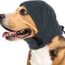 IDOMIK Dog Calming Hoodie No Shake Ear Wraps for Dogs, Dog Ear Head Covers for Noise Reduction & Anxiety Relief, Dog Ear Headband Muffs Head Wraps for Ear Hematoma Grooming Firework Force Drying (Large(Head Circle:17.7"-23.6"), Dark Grey)