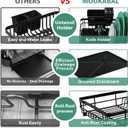 MOUKABAL Dish Drying Rack, Dish Rack, Stainless Steel Dish Racks for Kitchen Counter, Dish Drainer with Removable Utensil Holder, Drainboard (Black,13''W x 17''L)