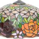 Tiffany Style Lampshade Replacement 16-Inch Rose Stained Glass Lamp Shade Only for Floor Lamps Table Lamps Pendant Lamps