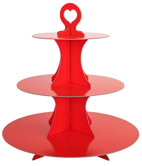 My Party Time 3-Tier Cardboard Green Cupcake Stand/Tower 1 Set (1, Red)