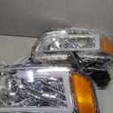 Alpha Owls 8711842 Crystal Headlights With White LED Light Bar - Chrome Amber Fits 2004-2015 Nissan Titan / 2004 2005-2007 Armada (Halogen LED Bar - Chrome)