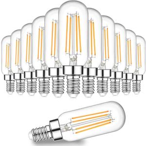 E12 Candelabra Edison Bulbs 60 Watt Equivalent, T6 6W Dimmable LED Light Bulbs for Chandelier, 600lm 2700K Warm White Clear Vintage Tubular Bulb, Small Filament Bulb for Ceiling Light, 2 Pack