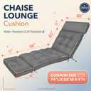 MAGIC ELEPHANT Chaise Lounge Cushion Outdoor, Memory Foam Replacement Patio Pool Lounge Chair Cushion with Ties for Outdoor Furniture, 74 x 22 x 4 Inch (Gray)