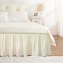 RIMELA Cream Yellow Bed Skirt Full Size 15 Inch Drop, Elastic Bed Skirting for Bed Base and Frame, Bedding Dust Ruffle Easy to Install, Lightweight Wrap Around Adjustable Bedskirt