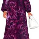 ZESICA Women's Floral Long Sleeve Midi Dresses 2026 Fall Boho V Neck Belted High Wasit Flowy Wedding Cocktail Party Dress
, Large