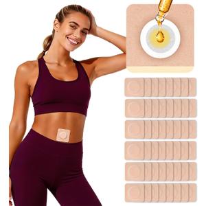 48Pcs Castor Oil Patches, Organic Cotton Castor Oil Pack Wrap Breathable, Self-Adhesive Pads for Belly Button Patch Portable, Anti Leakage No Wash