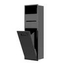 SUPERFLO 4 Gallon Bathroom Trash Can Tilt Out Trash Bin Cabinet, Hidden Trash Can Cabinet Recessed Wall Mounted Stainless Steel with Toilet Paper Holder for Bathroom/Bedroom/Office Renovation, Black