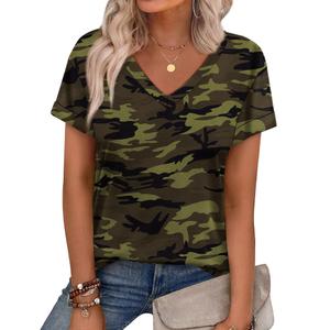 WEESO Floral Tops for Women Casual T Shirts Short Sleeve V Neck Outfits Baggy Shirts for Women, XL