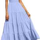 PRETTYGARDEN Women's 2026 Casual Loose Plain Maxi Sundress Smocked Tank Dress Sleeveless Summer Beach Tiered Long Dresses (Blue, XL)