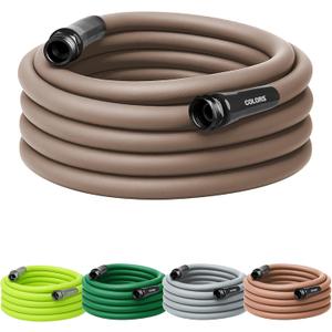 Flexzilla Colors Garden Hose 5/8 in. x 50 ft., Lightweight All-Weather Water Hose, Durable and Flexible, Leak-Free Connections, Brown Mulch
