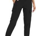 Women's Joggers Cargo Pants Lightweight Quick Dry Hiking Running Pants for Athletic Casual & Outdoor (Large, Black)