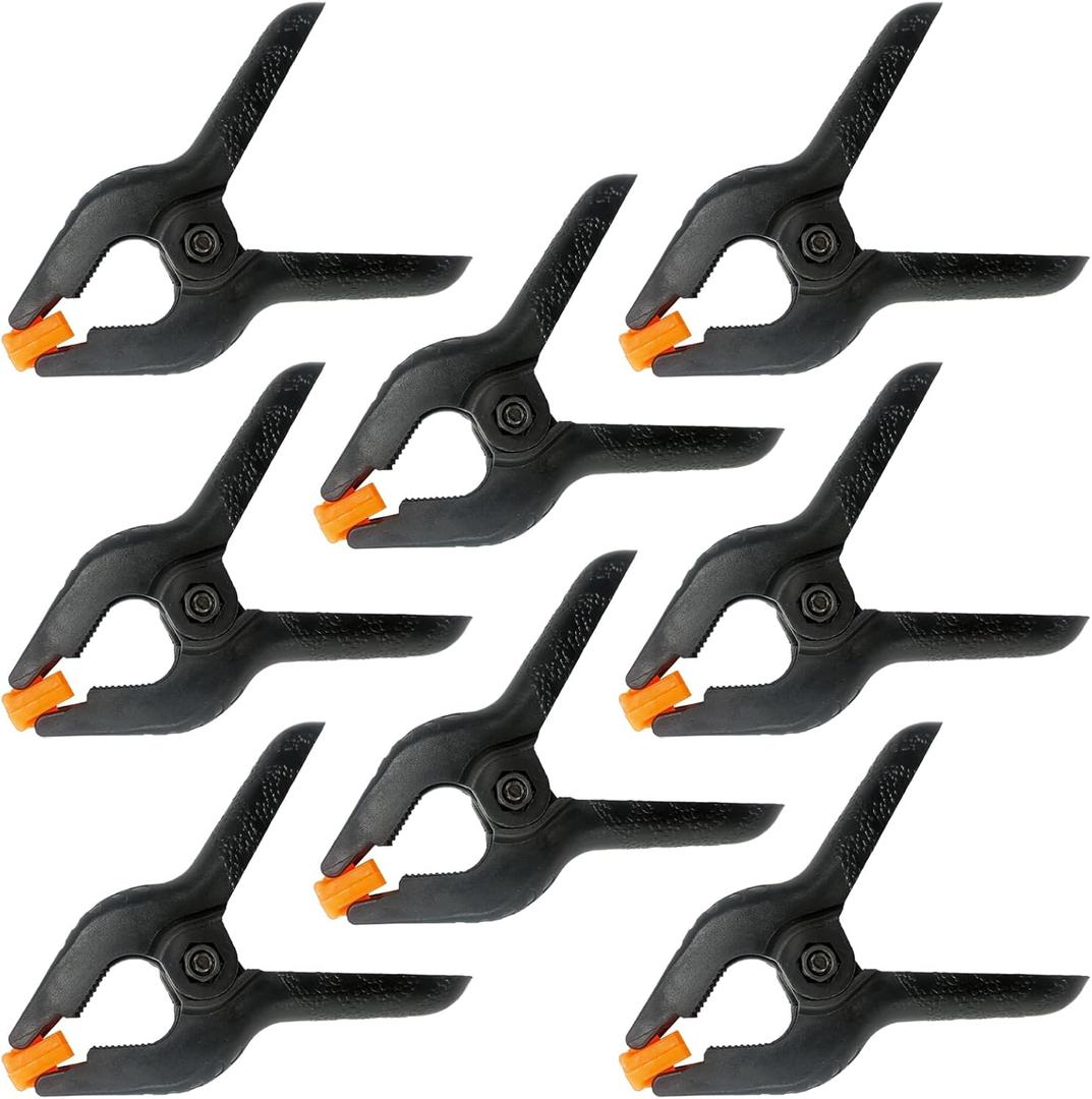 8 Pack 6 Inch Plastic Spring Clamps, Big Clips Heavy Duty, Large Spring Clamps for Woodworking, Backdrop Stand, Crafts, Photography, Banner, Balloon Arch Garland Clips, Strong Clamp with Soft Tips