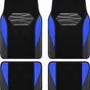 Skechers Car Floor Mats, Waterproof Universal Fit Car Mats, Faux Leather Car Floor Mats, Carbon Floor Mats for Cars with Anti-Slip Skechers Heel Pad Fit for SUV, Vans, Sedans, Trucks, Blue