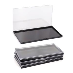 3 Pack Magnetic Makeup Palette with Clear Top, Empty Cosmetics Pan Dispensing Storage Box with 60Pcs Adhesive Metal Stickers for DIY Eyeshadow Lipstick Blush Powder- 7.7"x4.3" Large