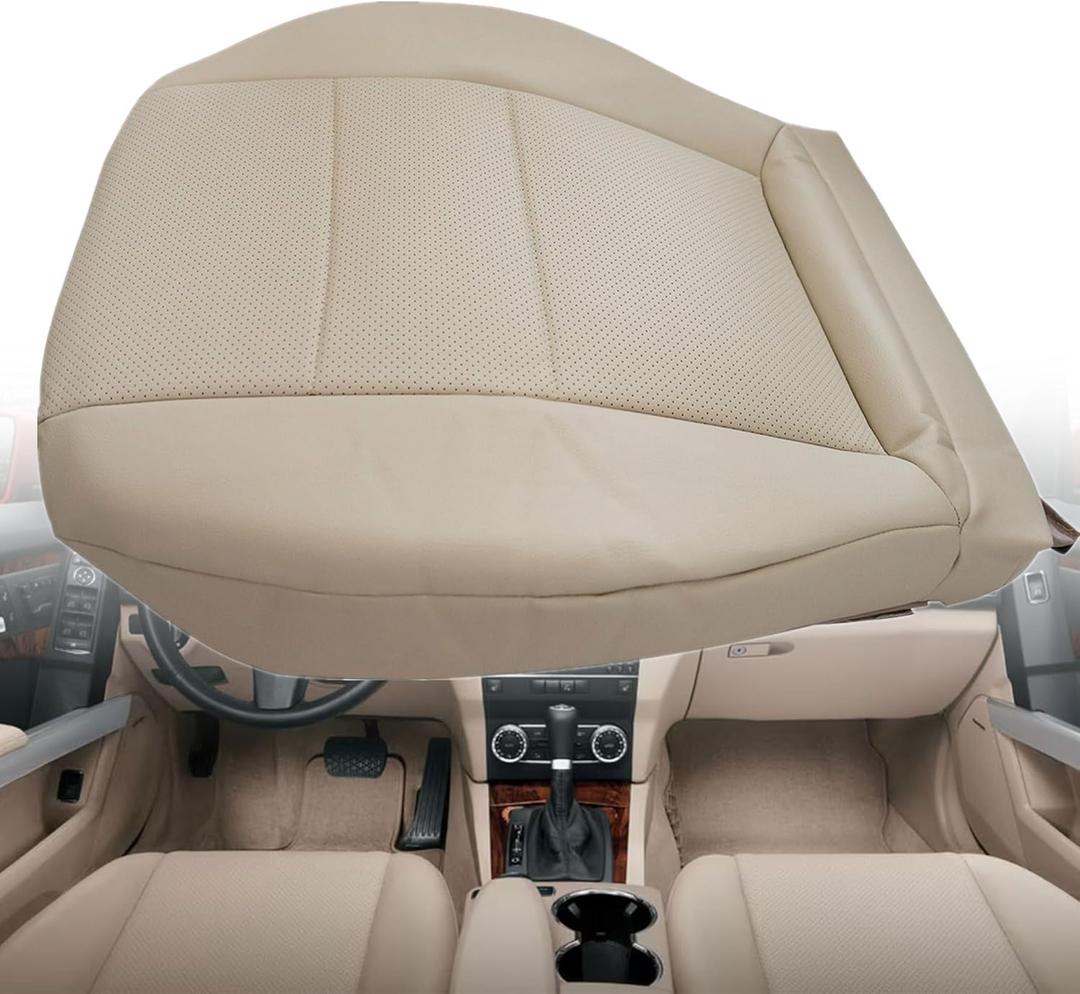 GXARTS Driver Side Bottom lower Replacement Leather Seat Cover Microfiber Leather Tan Compatible with Mercedes Benz GLK250 GLK280 GLK300 GLK350 2008-2015 Fit For Mercedes Benz C250 C300 C350 2008-2014