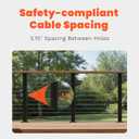 36" Black Cable Railing Kit, Complete Cable Railing System with 4 Stainless Steel Level Posts & 165ft Wire Rope (Handrail Not Included)
