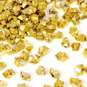 DomeStar 150PCS Gold Acrylic Ice Rocks  Faux Gems Nuggets Vase Fillers Pot of Gold, Glitter Party Decorations, DIY Crafts & Table Scatter