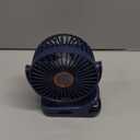 Buywoo Portable Mini Personal Fan, Small Rechargeable Battery Powered Stroller Fan for Desk, Strong Clamp Grip, 360 Rotation, 3-Speed, LED Display, Clip On Cooler for Bed, Golf Cart, Office, Blue