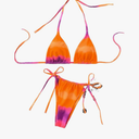 ZAFUL Women's Tie Dye Bikini Set 2 Piece Sexy Spaghetti Strap Crop Top and Side Tie Bottom Bathing Suit for Vacation S