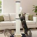 Globlazer Extra Thick Large Scratching Post for Indoor Cats Adults and Kittens, 35in Tall Natural Sisal Rope Scratcher Post, Large Cat Scratcher with Ball Interactive Toy, SC35, Dark Grey (XXL)