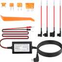 9.68Ft Dash Cam Hardwire Kit USB C,12V-30V to 5V Hardwire Kit for Dash Camera with Low Voltage Protection,Dashcam Hardwires Kits Includes 4PCS Fuse Tap & 4PCS 5A Blade Fuse