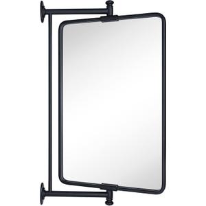 TEHOME Black Rounded Rectangle Pivot-N-View Bathroom Vanity Mirror Rotating Tilting Mirror for Corner Vanity, 14x22''