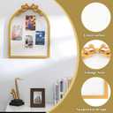 Briwooody Vintage Arched Linen Cork Board with Gold Bow Knot 21"x 16" Decorative Bulletin Board Iron Frame Large Pin Corkboard for Notes Photos Reminders Elegant Corkboard for Wall Home Office Decor, 25.2" x 19.7"