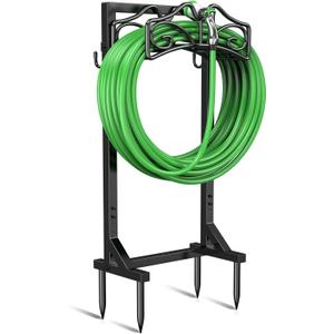 Keten Garden Hose Holder, Detachable Metal Water Hose Holder Stand, Heavy Duty Freestanding Garden Hose Reel Rack and Hose Storage Organizer for Outside Yard