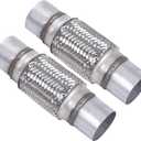 2PCS Exhaust Flex Pipe Stainless Steel Braid 2.5"Inch x 6"Inch w/Ends 10"Inch Long Heavy Duty