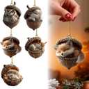 5Pcs Forest Animal Acorn Ornaments,Cozy Forest Woodland Christmas Ornaments for Christmas Tree,Forests Animal Christmas Ornaments,Pine Cone Animals Decor,Squirrel Acrylic Hanging Ornament