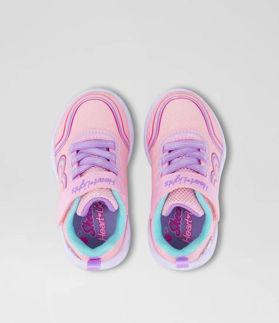 Skechers Heart lights Sandals, Size:5, Pink