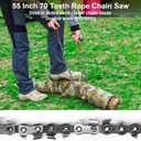 Rope Saw for Tree Limbs, 55 Inch Chain Saw with 70 Sharp Teeth & 46 Feet Ropes Kit, High Limb Pocket Chainsaw
