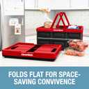 CleverMade Collapsible Shopping Basket 32L Folding Grocery Basket with Handles, Stackable Reusable Storage Crate with 35 lb Capacity, Recycled Plastic, Car Trunk Organizer - Red