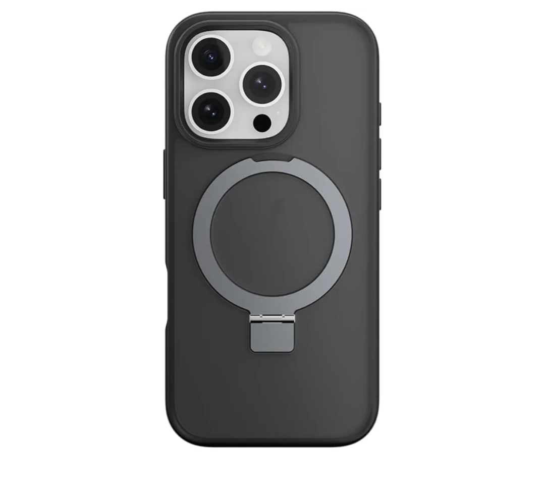 SWITCHEASY Protective Case for iPhone 16 Pro 6.3" with MagStand, Military-Grade Drop Protection, Kick Ring Stand, Compatible with MagSafe, Shockproof Phone Case- Ash