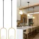 Yunnix Pendant Lights Kitchen Island, Pendant Light Fixtures, 2 Pack Modern Black and Gold Globe Glass Pendant Lighting, Mid Century Chandelier One Light for Bathroom Bedroom Dining Room