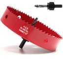Hole Saw 5 1/2 Inch, 32 mm Cutting Depth HSS Bi-Metal Hole Cutter for Cutting Wood, Plastic, Drywall, Plasterboard and Soft Metal Sheet, Red