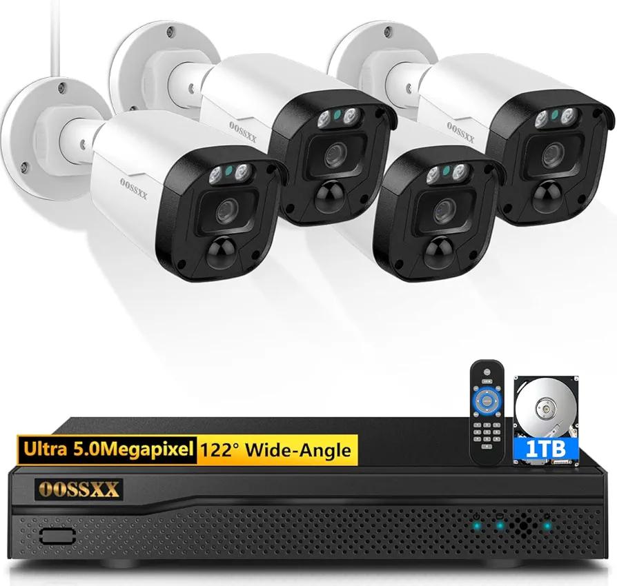 (Full HD 5MP Definition & 122° Ultra Wide-Angle) Wired Security Camera System with Monitor Outdoor Home Surveillance Cameras CCTV Camera Security System Outside Video Equipment Indoor