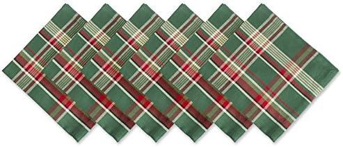 DII Holiday Kitchen and Table Décor Christmas Cloth Square Napkin Set, Dark Green Plaid