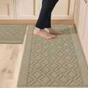 COSY HOMEER 48x20 Inch/30X20 Inch Kitchen Rug Mats Made of 100% Polypropylene 2 Pieces Soft Kitchen Mat Specialized in Anti Slippery and Machine Washable for Home Kitchen,Beige (20"x30"+20"x48")