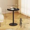 C Shaped Side Table, Round End Table, Tv Trays Table for Couch, Small Snack Table with Metal Leg for Living Room, Bedroom, Bedside, Sofa and Office (Black)