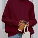 PRETTYGARDEN Fall Sweaters for Women 2026 Winter Clothing Batwing Sleeve Casual Loose Knit Turtleneck Sweater Holiday Outfits (M)