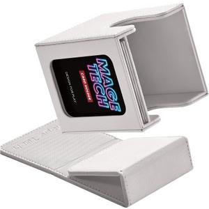 Mage Tech Commander Deck Box Lite - Card Display with Mini Snap Card Holder & Removable Cover, Fits 100+ Single-Sleeved Cards, Ideal for MTG, PTCG, OPCG, SWU & More (White)