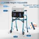 Narrow Walkers for Seniors with Seat, Lightweight Folding Space Saver Mobility Rolling Walker,Height Adjustable Standard Walker with Aluminum Frame, 5-inch Wheels, Compact Travel Walker (Blue)