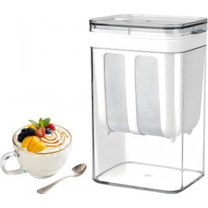 Yogurt Strainer[1.16QT/0.29GAL] Total & [0.55QT/0.1375GAL] Filter, Greek Yogurt Strainer Yogurt Press, BPA-Free PP Strainer for Whey Separation & Greek Yogurt Maker(Total1.16QT)