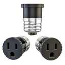 3 Pack, Light Socket to Plug Adapter, Light Bulb Socket Convert to Outlet Adapter (Black).