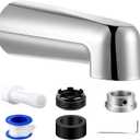 Dreyoo 7 Inch Tub Spout (Universal Fits 1/2" Copper Pipe, 1/2" IPS and 3/4" IPS), Bathroom Bathtub Faucet with Adapters and Hex Wrench(Chrome,Without Diverter)