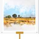 Yaocom Adjustable Metal Easel Stand with Acrylic Floating Photo Frame 16.5" Tabletop Frame Stand for Display, Poster or Signs Floor Heavy Duty Easel for Weeding Home Exhibition Restaurant(Gold)