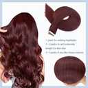 #99J Burgundy Tape in Extensions Human Hair 12 Inch Wine Red Straight Tape in Seamless Extensions Real Human Hair Skin Weft Seamless Invisible Unprocessed Virgin Remy Hair 45g 10 Pcs