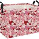 DDBASKET Rectangular Valentine's Day Baskets, Heart Basket, Pink Girls Basket Kids Storage Bin Love Room Decor for Home.(Red love)